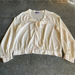 Vivienne Tam Tie Blouse Womens 6 Cream White Minimalist Pussycat Bow Top Shirt